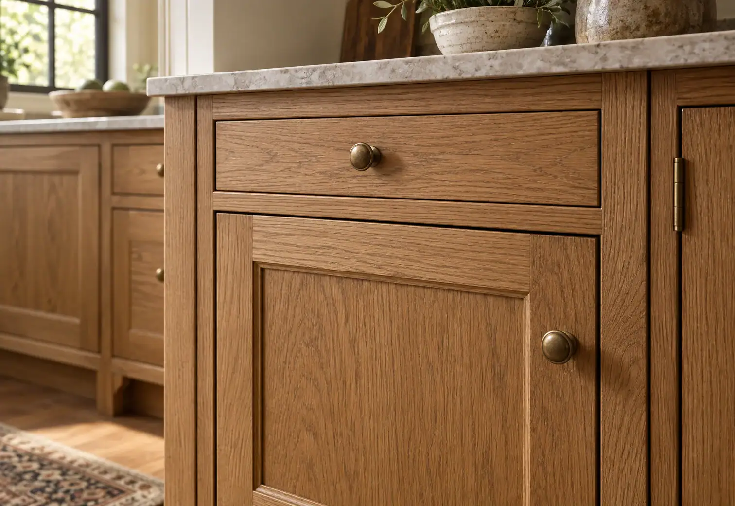 Oak cabinet joinery detail